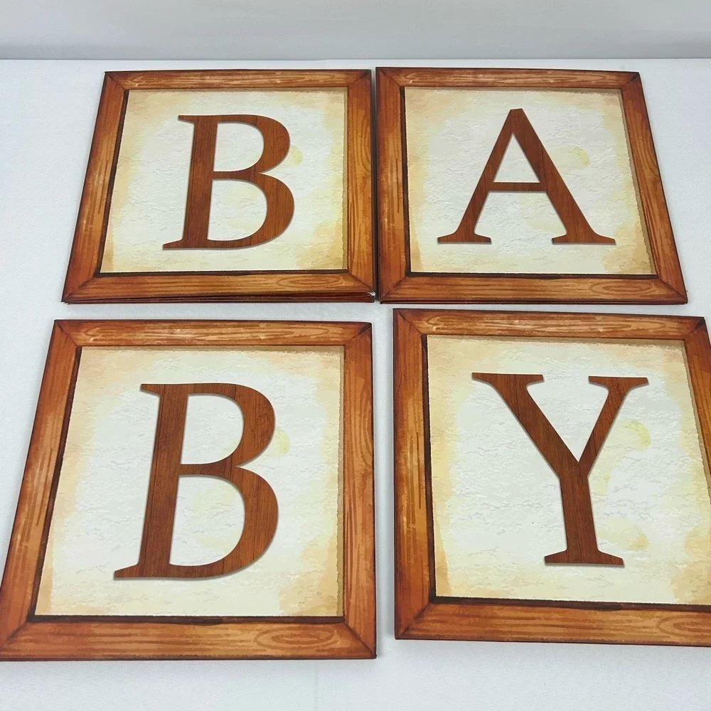 Winnie the Pooh Baby Shower Block Boxes - 4pc BABY Letter Stacking Decor Blocks